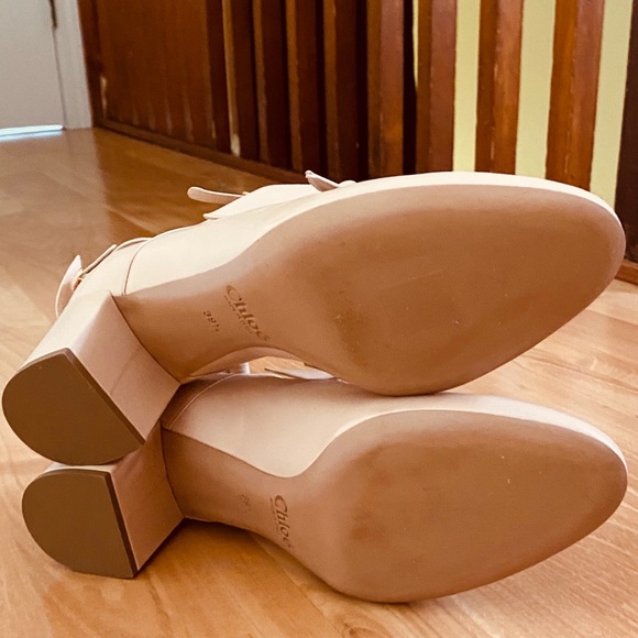SOLD NWT Chloé Mike Bow Pumps Blush Leather SZ 39.5 - Picture 8 of 14
